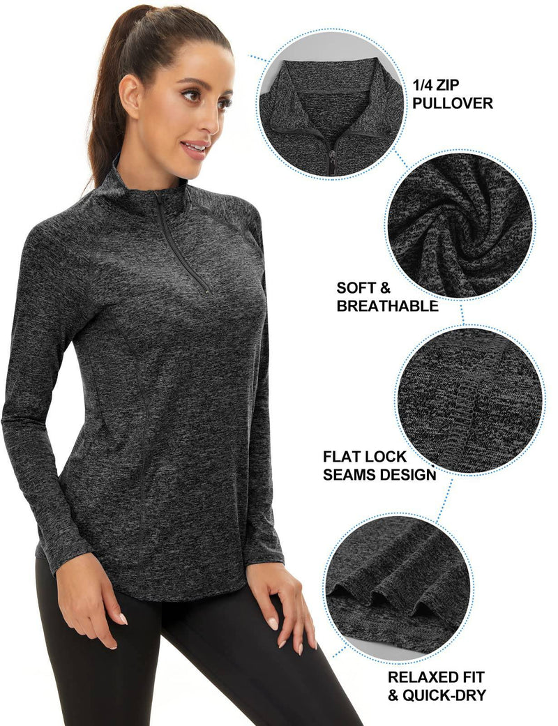 Polo Shirts for Women UK, Womens Long Sleeve Sports Tops Womens Golf Tops Workout Tops for Women Ladies Running Tops Casual Fitted Fitness Gym Tennis Tops Fall Dark Grey - Golf Gift