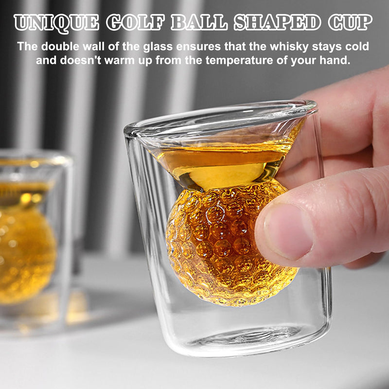 Golf Gifts for Mens Golfers, Whiskey Glasses with Golf Ball Shape Embedded Unique Rum Golf Glass Novelty Whisky Glasses Perfect Drinking Accessory and Home Bar Party Game Birthday Golf Gift