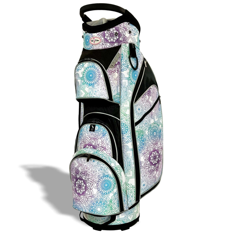 Womens Golf Bag - Taboo Fashions Lightweight Ladies Cart Bag, 14-Way, 7 Zippered Pockets, Rain Hood, Insulated Beverage Compartment (Mandala Dreams) - Golf Gift