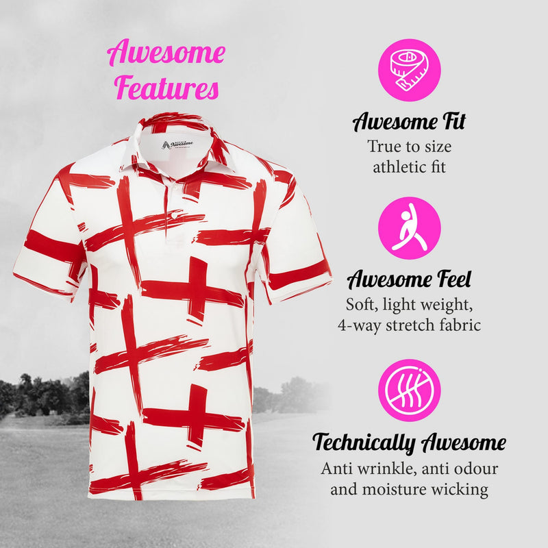 Men’s England St George’s Cross Golf Polo by Royal & Awesome