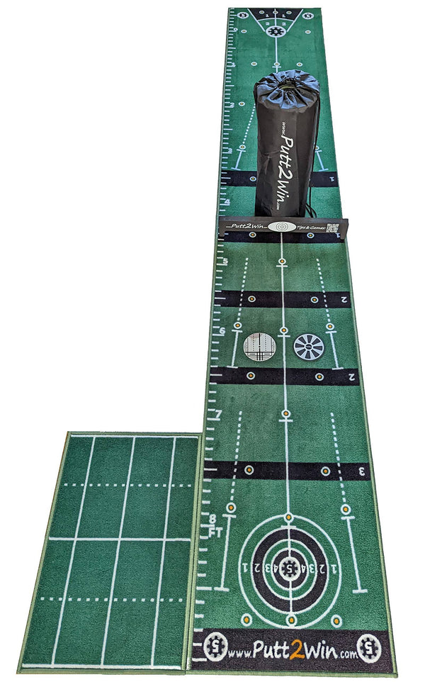 Putt2Win Pro Golf Putting Mat with Putting Games, Practice Training Aids, Golf Chipping Mat & Putting Mirror. 4 Multi Player Golf Games for Kids & Adults to Improve Putting & Chipping Great Golf Gift - Golf Gift