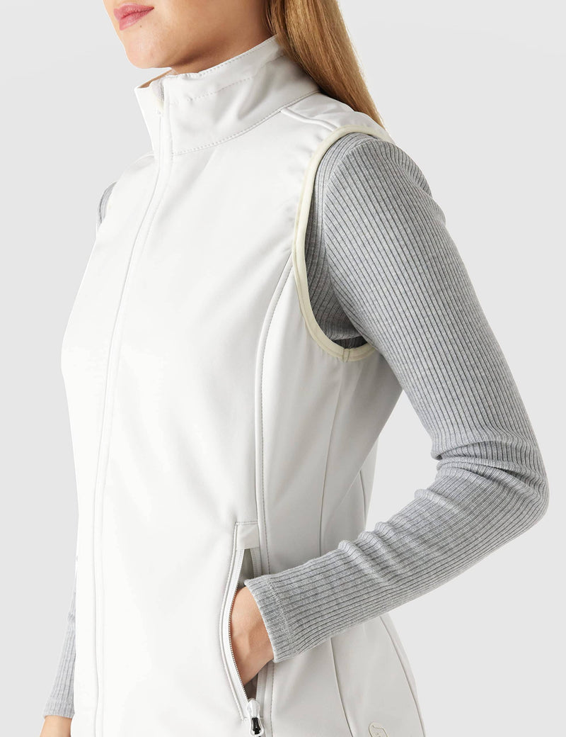 Outdoor Ventures Women's Lightweight Softshell Gilet Windproof Sleeveless Jacket Fleece Lined Full Zip Outwear Ladies Vests for Running Hiking Golf White L/UK14 - Golf Gift