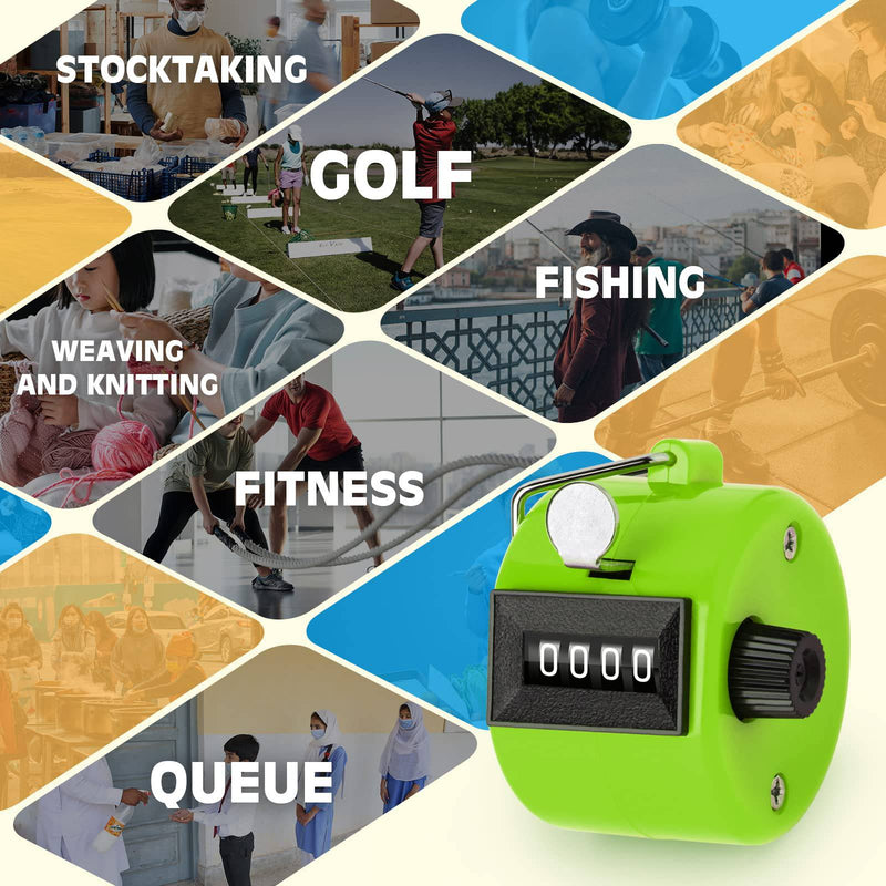 SDARMING Colour Counters, Tally 4-dight Clicker Counter, ABS Handheld Counters Clicker for Counting, Golf, Scoring, Knitting - Golf Gift