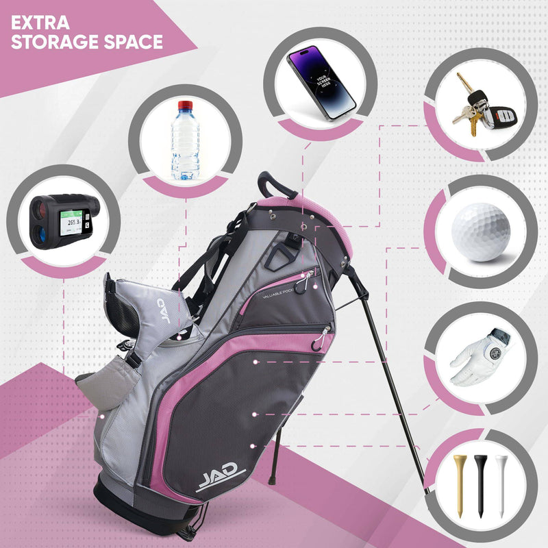 Golf Stand Bag - Premium Everyday Women's Golf Stand Bag for Women and Ladies, 14-Way Top Dividers, Ultra Lightweight, Easy for Carrying, Durable Water Resistant Womens Golf Bag (Pink/Grey) - Golf Gift