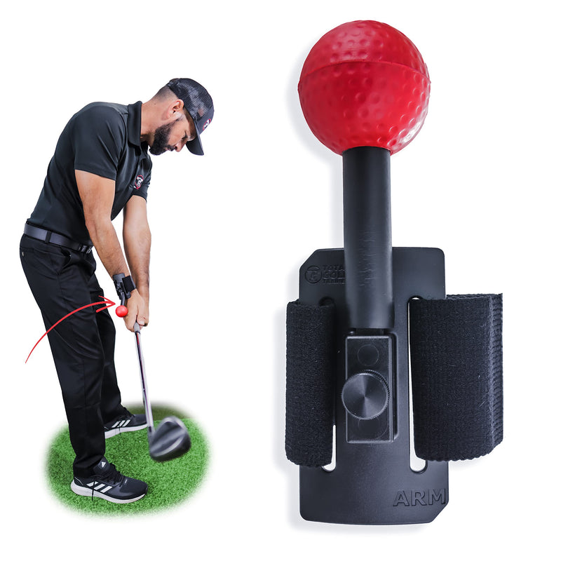 TOTAL GOLF TRAINER ARM Aid - To Improve Chipping, Pitching & Full Swing - Lead & Trail Hand/Wrist/Arm Movement To Control Club Face - Straight Lead Arm - Width In Trail Arm - Wrist Hinge & Create Lag - Golf Gift