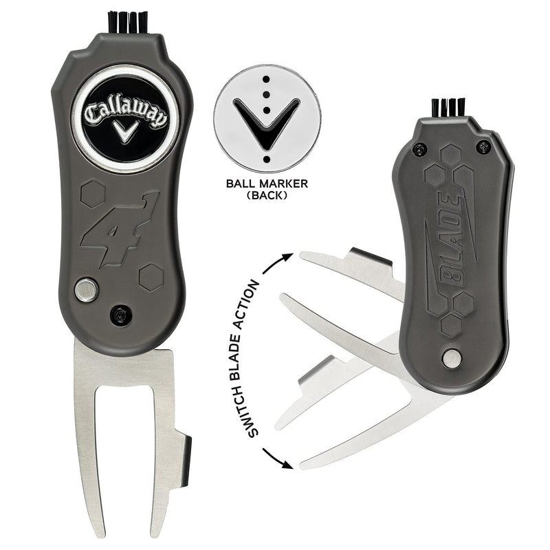 Callaway Unisex 4-in-1 Blade Golf Divot Tool, Black, One Size UK - Golf Gift