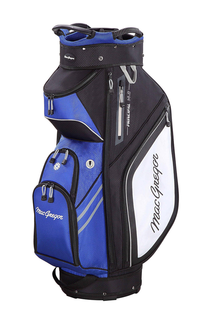 MacGregor Principal 10" Golf Cart Bag, 14-Way Top With Dividers And 9 Pockets, Black/Blue - Golf Gift