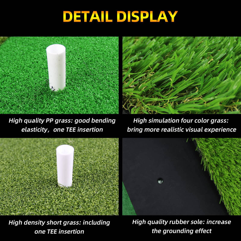 Scott Edward Golf Hitting Mat 3-in-1 Tee Turf, Rough Turf and Fairway Turf Multiple Versions Portable Golf Training Mat Practice Training Mat for Indoor and Outdoor with 3Pcs Rubber Tees() - Golf Gift