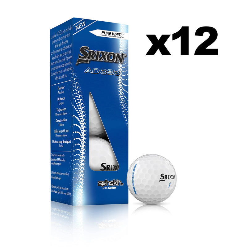 Srixon AD333 Golf Ball, Men, White, 12 Balls - Golf Gift