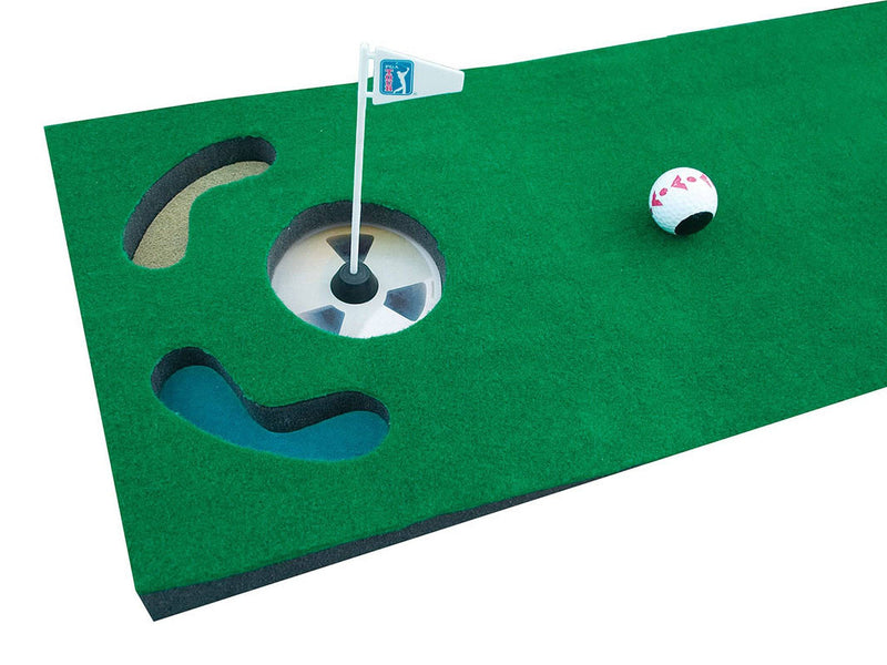 PGA Tour Unisex Ball, Alignment Tool and Training Dvd 6ft Putting Mat with Guide Ball, Green, UK - Golf Gift