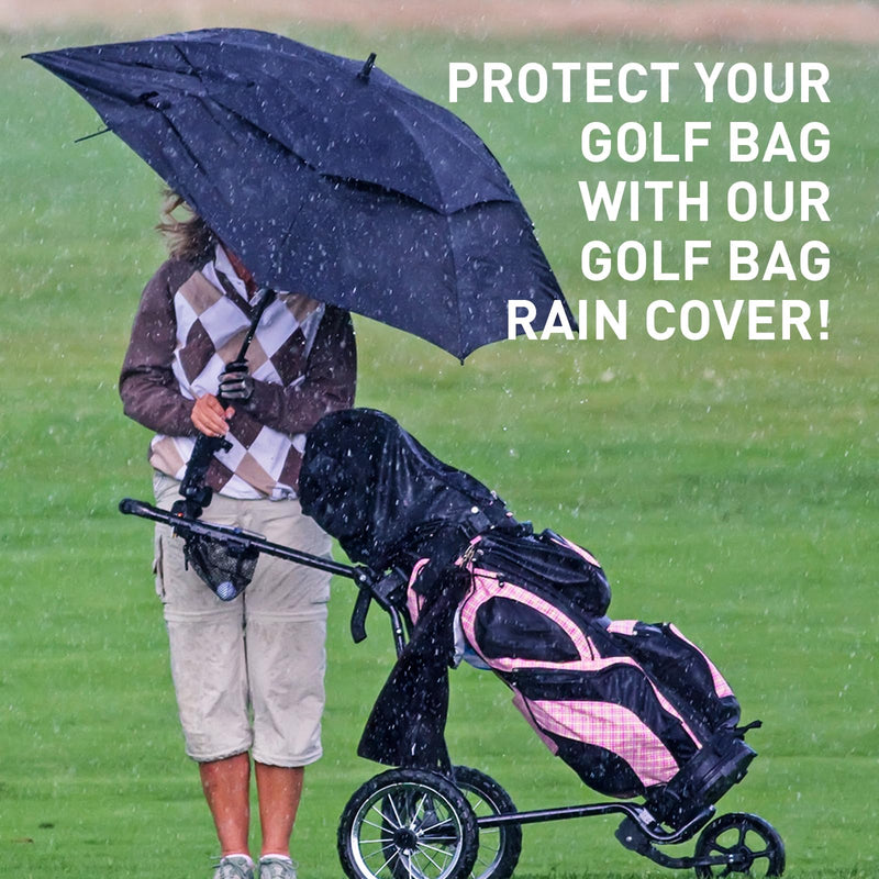 Golf Bag Cover Rain Hood Waterproof Value Pack, Black Rain Cape for Golf Bags fit Almost All Tourbags Golfbags or Carry Cart for Mens Women Golfers (Black) - Golf Gift