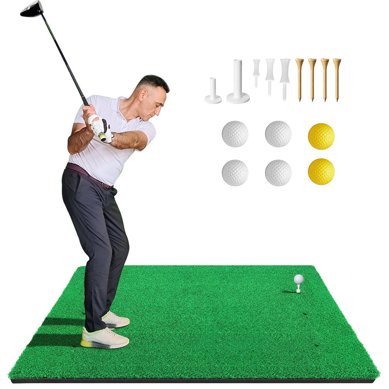 ToVii 5x4ft Golf Hitting Mat | Premium Artificial Turf with Rubber Foam Padding | Golf Mat for Indoor/Outdoor Practice | Come with 2 Rubber Tees, 7 Golf Tees and 6 Golf Balls - Golf Gift