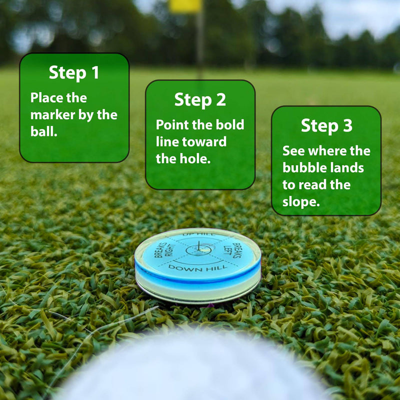 Fraser Fitness Golf Green Reader Level Ball Marker with High Precision Putting Green Reading Aid | Level Head Golf Marker With Bubble Level | True Aim Ball Marker Golf Accessories for Men (Blue) - Golf Gift