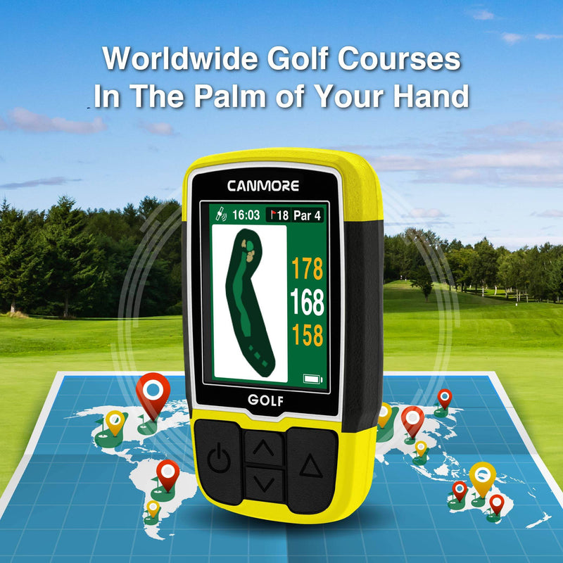 CANMORE HG200 Plus Golf GPS - Easy-to-Read Color preloaded 41,000 Course map Worldwide Shape of The Green and The Fairway- Water Resistant- 1-Year Warranty - Golf Gift