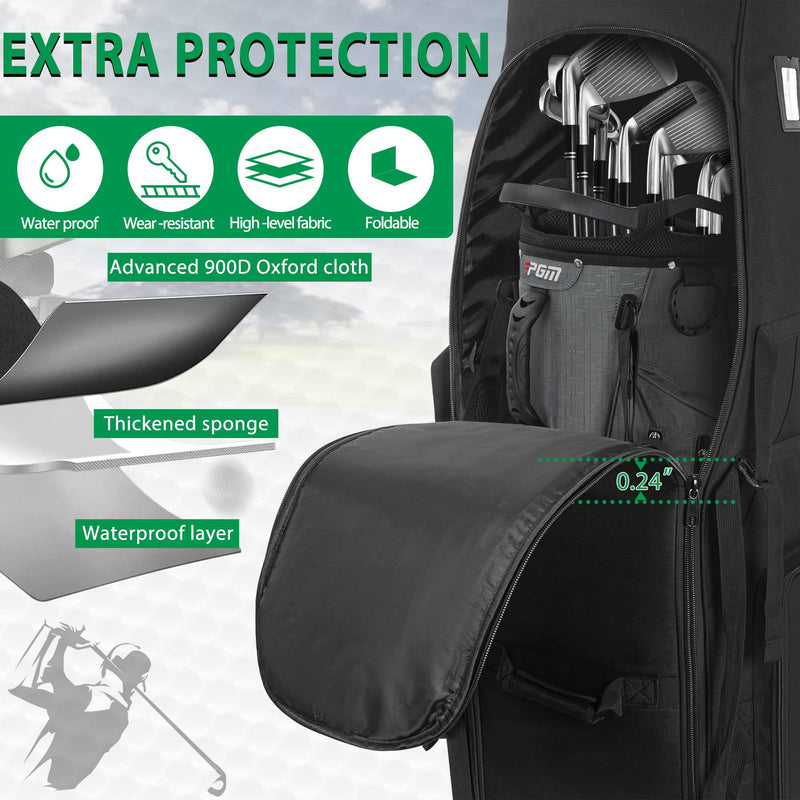 AKOZLIN Travel Golf Bag for Flying Golf Travel Covers with Wheels 900D Heavy Duty Oxford Padded Foldable Golf Travel Case Soft-Sided for Airlines Wear-Resistant and Waterproof,Black - Golf Gift