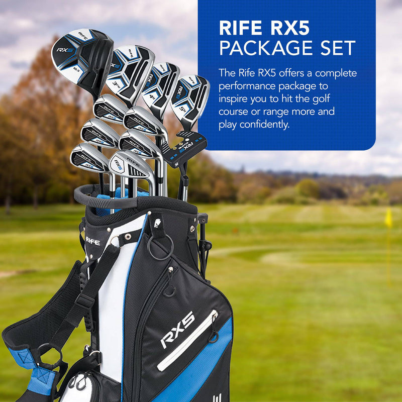 Rife RX5 Golf Clubs Full Set with Stand Bag, Driver, Fairway Wood, Hybrids, Irons 6-SW, Mallet Putter - Graphite & Steel Shafts, All-Weather Grips, Dual Strap Carry Bag- Golf Club Sets for Men - Golf Gift