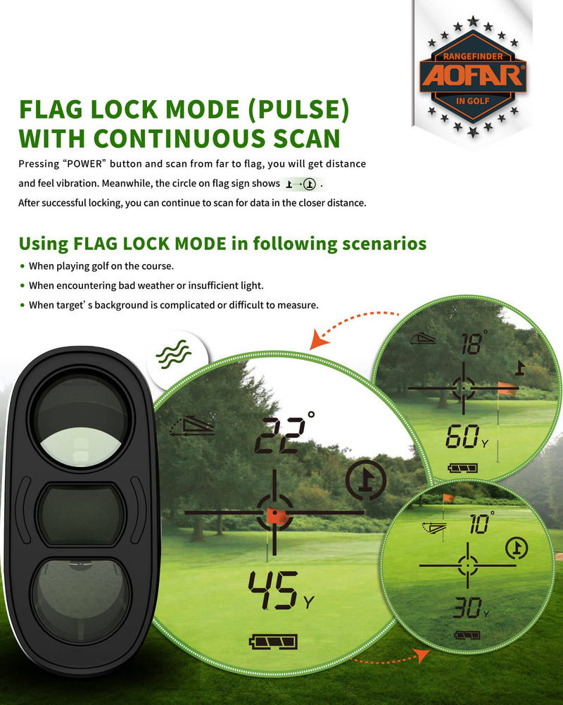 AOFAR GX-6F PRO Golf Rangefinder with Slope On/Off, 600 Yards Range finder with Continuous Scan, Flag Lock with Vibration, Range Finder Golf Devices for Golfers, 6X Magnification High-Precision - Golf Gift