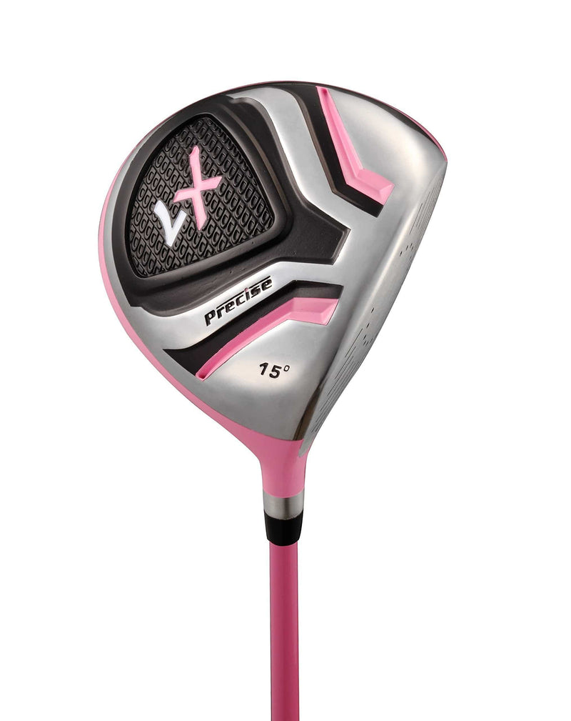 Precise X7 Junior Complete Golf Club Set for Children Kids - 3 Age Groups Boys & Girls - Right Hand & Left Hand! (Pink Ages 9-12, Left Hand) - Golf Gift