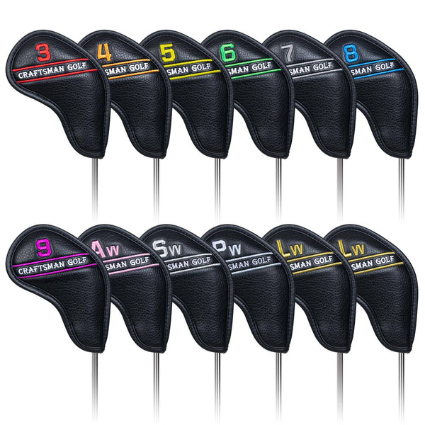 Craftsman Golf Magnetic Iron Headcover set 12ps/set with Colorful No. For Right Handed Golfer - Golf Gift