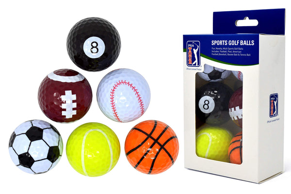 PGA TOUR Fun Sport Golf balls (Set of 6), Unisex, Multicolor - Golf Gift