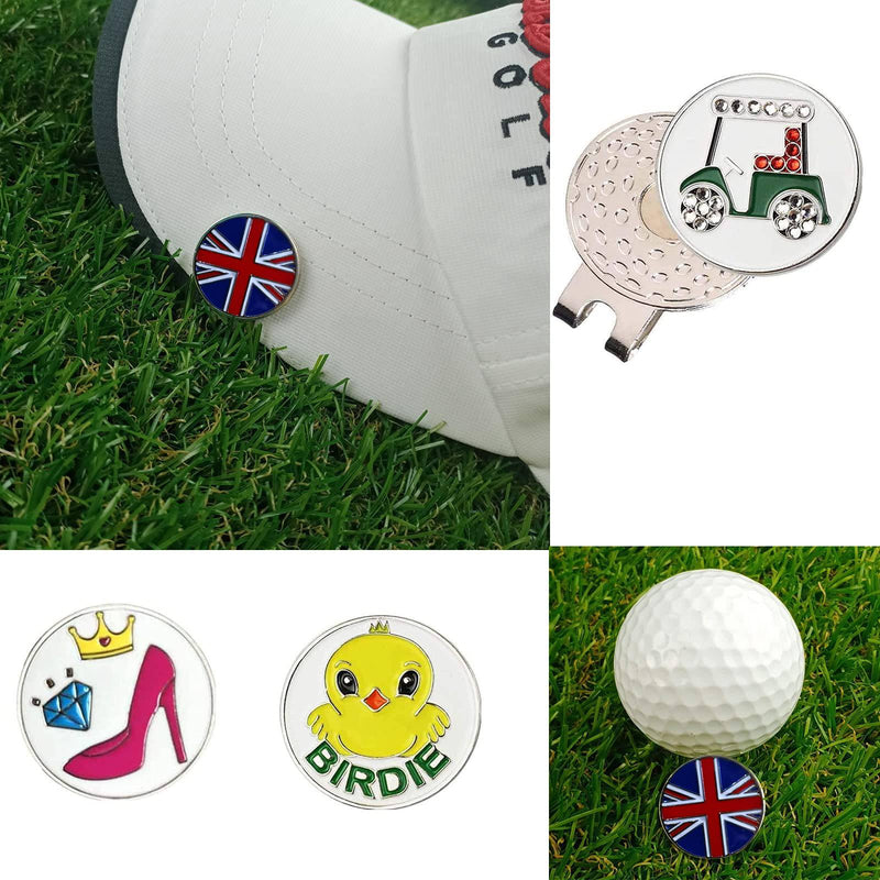 AMRTA Golf Ball Markers 3 Pcs with 3 Pack Hat Clip Value Gift Set, Golf Magnetic Hat Clips Durable Funny Accessories Gifts for Men Women (Mixed) - Golf Gift