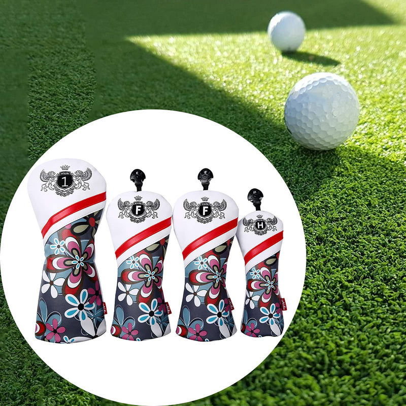 F Fityle 4 Pieces golf Cover Golf Club Anti-slip Wood golfcovers Wood Driver for Women Men Outdoor Sports, Digital Printing - Golf Gift