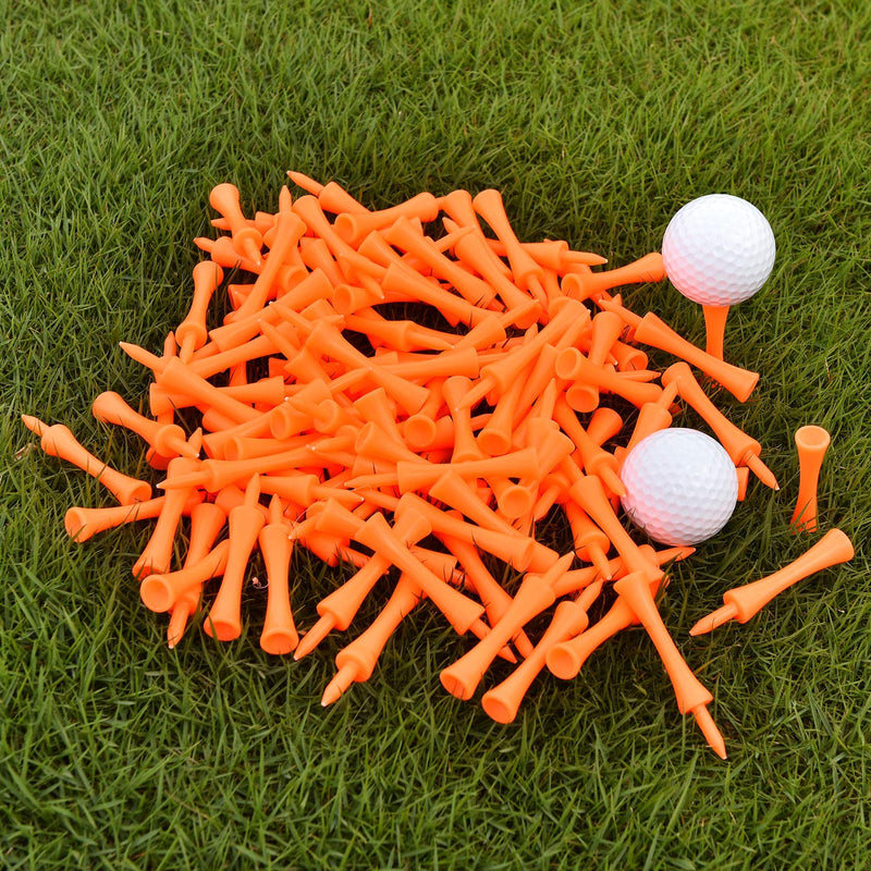 Zocipro 100Pcs 70mm Plastic Golf Tees, Durable Castle Golf Tees, Suitable for Golf Driver, Golf Practice Mats and Golf Plastic Balls (Orange) - Golf Gift