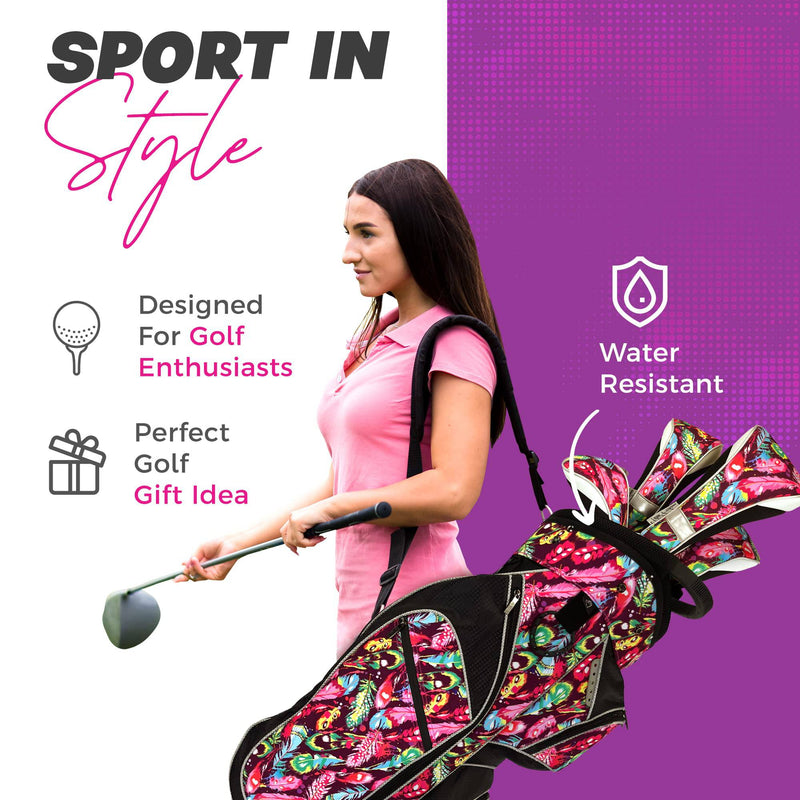 Taboo Fashions - Golf Bags for Women, 14-Way Golf Club Bags, Large-Capacity Womens Golf Bag, Ladies Golf Bag w/ 7 Zippered Pockets, & Insulated Beverage Compartment, 35 x 11 in, Native Joy - Golf Gift