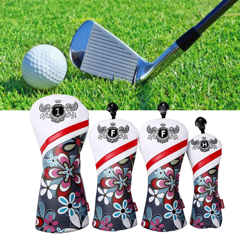 F Fityle 4 Pieces golf Cover Golf Club Anti-slip Wood golfcovers Wood Driver for Women Men Outdoor Sports, Digital Printing - Golf Gift