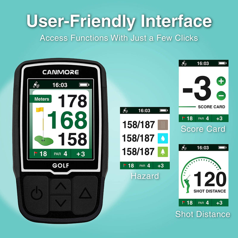 CANMORE HG200 PRO Handheld GPS Golf Device, 40,000+ Free Preloaded Worldwide Course, Upgraded IC Chip, USB Micro Charging Cable, Black - Golf Gift