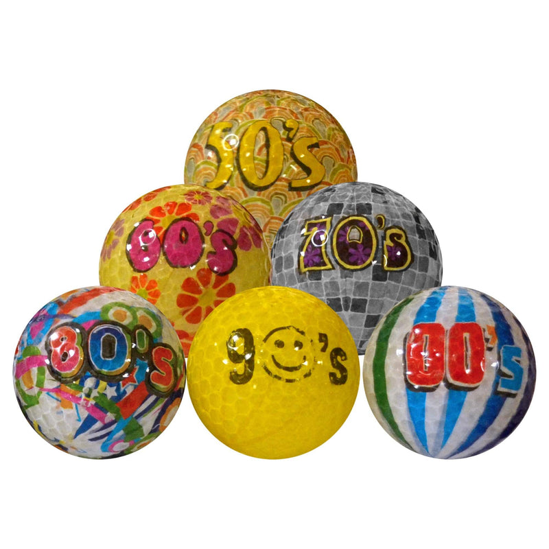 Longridge Decades Novelty Golf Balls (Pack of 6) - Mixed - Golf Gift