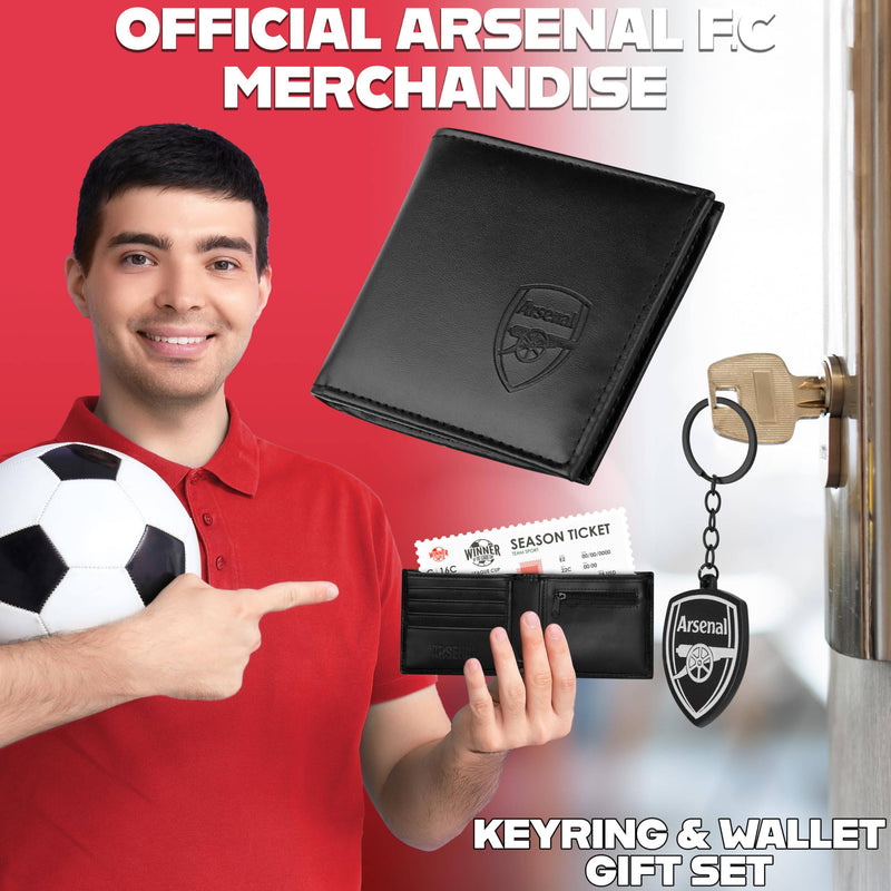 Arsenal F.C. Sports Fan Wallet Accessories Set with Card Slots & Coin Pocket, Supporters' Gear - Football Gifts for Men - Golf Gift