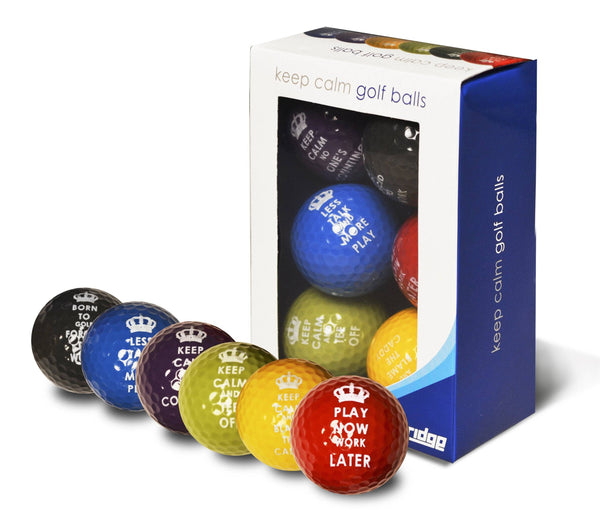 Longridge Keep Calm Novelty Golf Balls (Pack Of 6) - Various, - Golf Gift