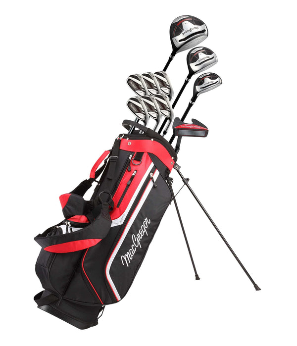 MacGregor Golf Mens CG3000 Steel Irons Graphite Woods 1" Longer Golf Clubs & Stand Bag Package Set, Mens Right Hand, Black/Red - Golf Gift