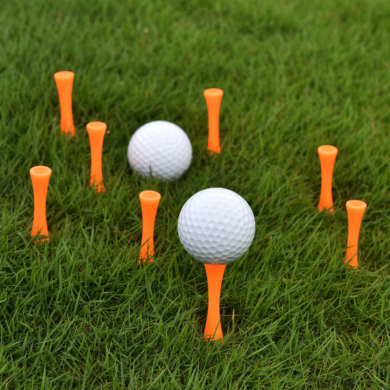 Zocipro 100Pcs 70mm Plastic Golf Tees, Durable Castle Golf Tees, Suitable for Golf Driver, Golf Practice Mats and Golf Plastic Balls (Orange) - Golf Gift