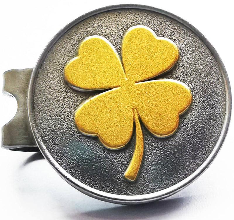 Adhere golf ball markers Full Metal Markers Four-Leaf Clover Unique Metal Golf Ball Marker with a Magentic Hat Clip (All Metal Four-Leaf Clover) - Golf Gift