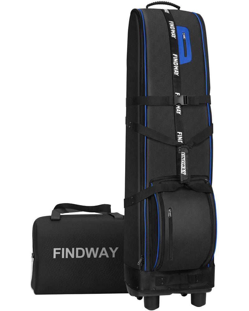 Findway Golf Travel Bag with Wheels [Upgraded], 1680D Heavy Duty Oxford Wear-Resistant Waterproof Travel Golf Bag Case with [Extra Removable Pad], Premium Golf Flight Bag to Protect Clubs for Airline - Golf Gift