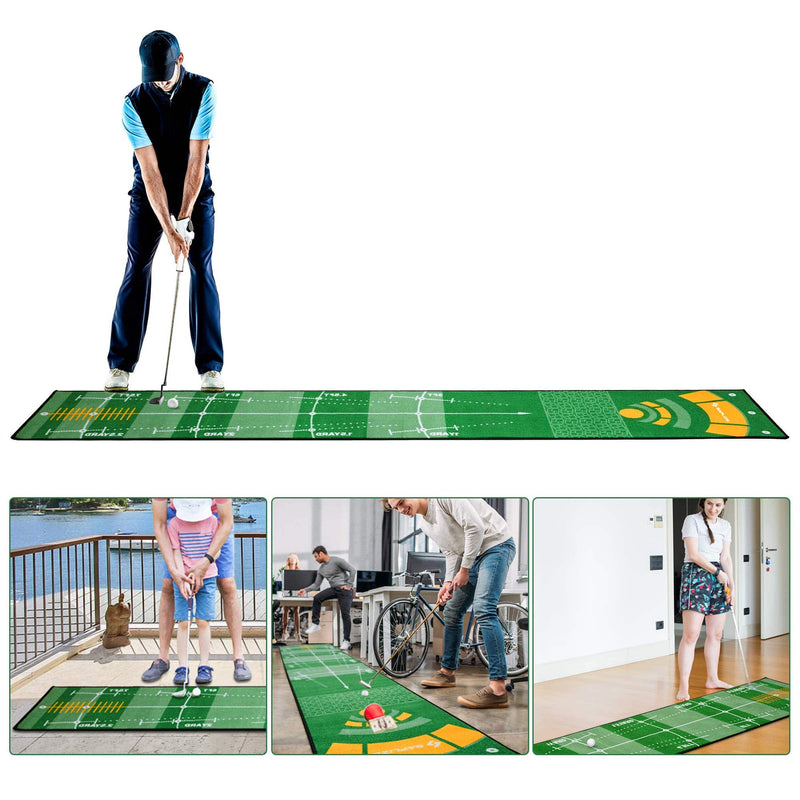 SAPLIZE Golf Putting Mat, 20in X 10ft Auto Ball Return Putting Green Mat with Non-Slip Backing Golf Practice Mat for Indoor/Outdoor Golf Training Aid - Golf Gift