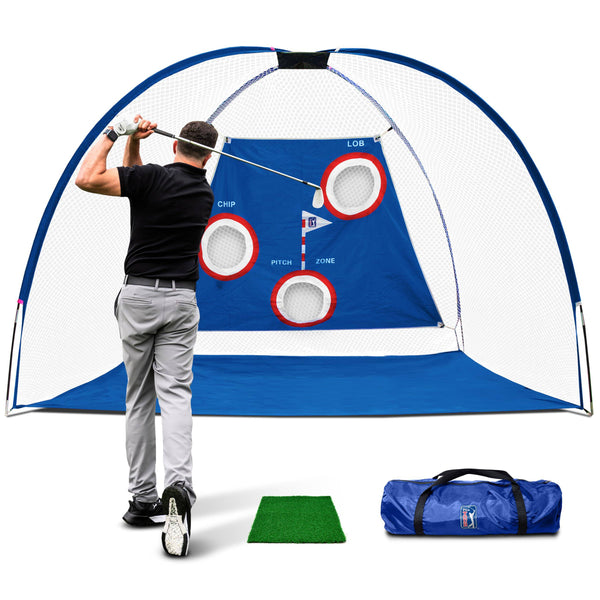 PGA Tour Pro Size Driving Net with Carry Bag - Height 214cm/7ft - Width 305cm/10ft - Depth 153cm/5ft - Golf Gift