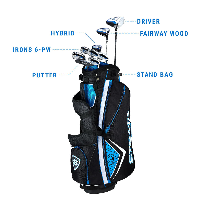 Strata Men's Right Hand Golf Club Package Set - 12 Piece, Blue