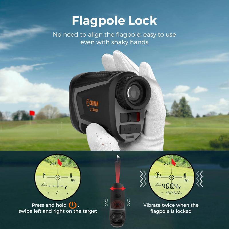 CIGMAN Golf Range Finder 800 Yards Laser Golf Rangefinder with Slope - USB Rechargeable,6X Magnification,Flag Pole Locking Vibration,Magnetic Rangefinder Mount Strap Included,Golf Accessories CT-800Y - Golf Gift