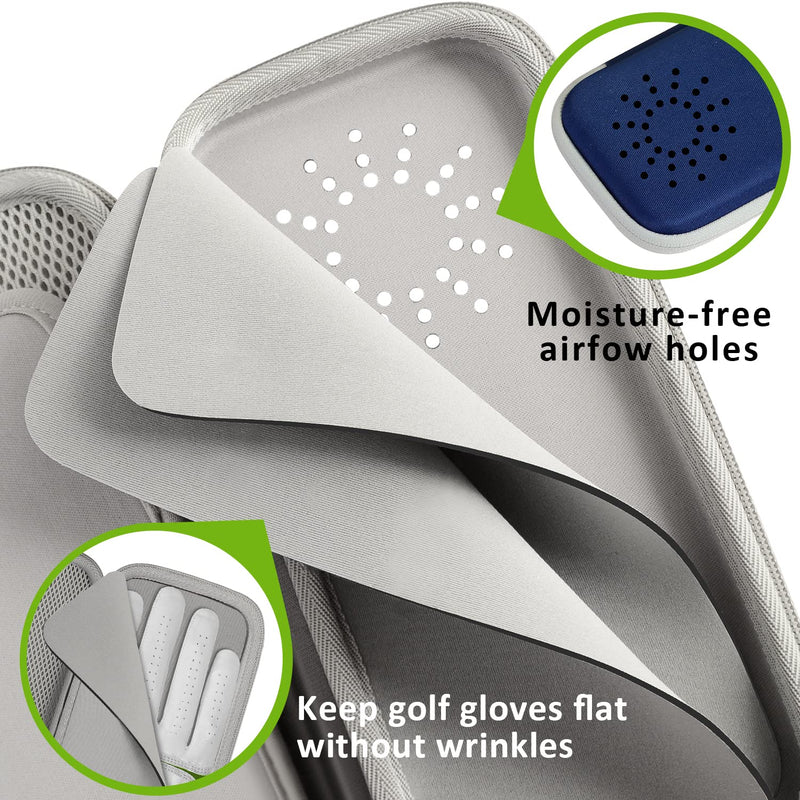 douper Golf Accessories Holder, Gloves Case with Soft Shaper Divider and Airflow Holes, Hard Organizer with Storage Slots for Phone Tees Divot Tools Ball Markers, Gift for Men Women Golfers - Golf Gift