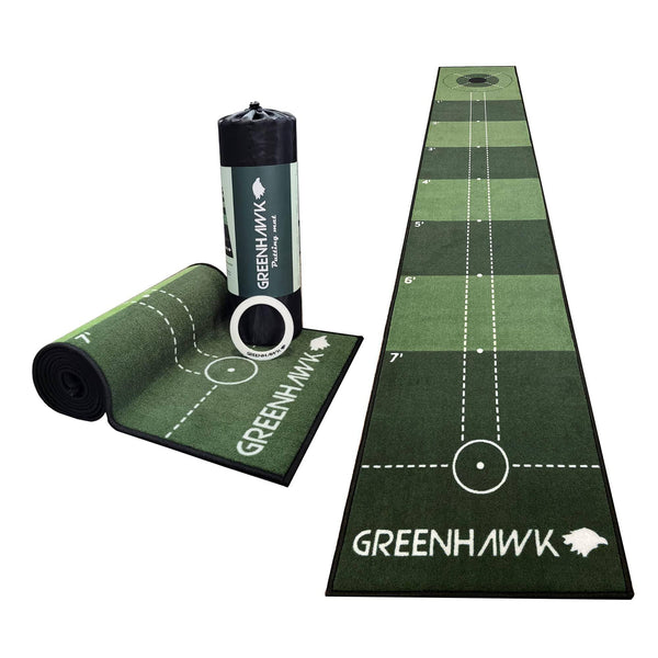 Greenhawk 3meters long Golf Putting Mat Indoor Golf, Carry Bag and Putting Cup - Perfect Aid to Simulate a green, Golf Gift - Golf Gift