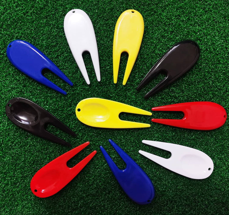 ADHERE 10pcs Golf Divot Repair Tools Plastic Golf Pitchforks 5 Colours Mix Pack (Mix colour) - Golf Gift