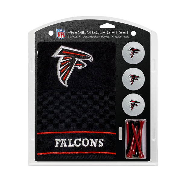 TEAM GOLF NFL Atlanta Falcons Gift Set: Embroidered Golf Towel, 3 Golf Balls, and 14 Golf Tees 2-3/4" Regulation, Tri-Fold Towel 16" x 22" & 100% Cotton - Golf Gift