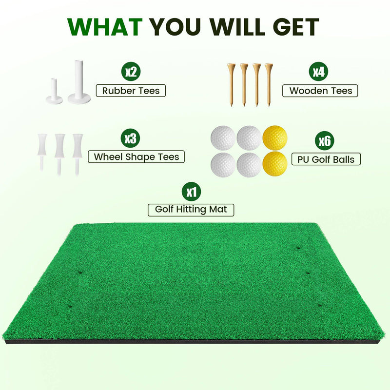 ToVii 5x4ft Golf Hitting Mat | Premium Artificial Turf with Rubber Foam Padding | Golf Mat for Indoor/Outdoor Practice | Come with 2 Rubber Tees, 7 Golf Tees and 6 Golf Balls - Golf Gift