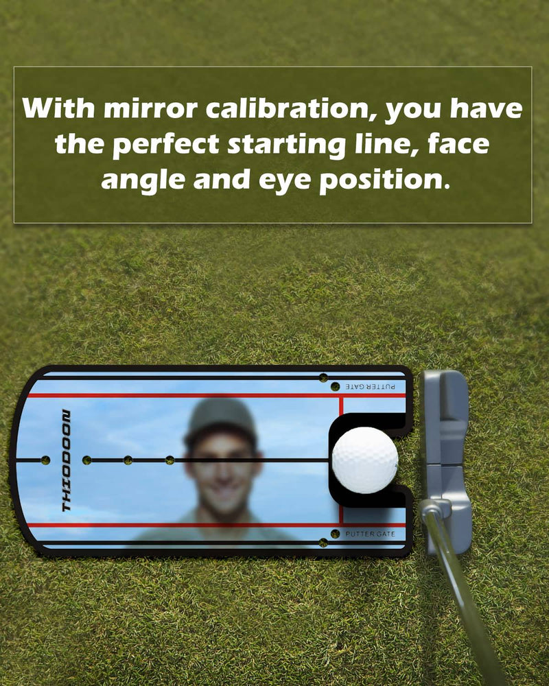 THIODOON Golf Putting Mirror with Golf Putter Line Putting Alignment Mirror Putting Aid for Golf Puttout Practice for Beginners 30 x 15 CM - Golf Gift