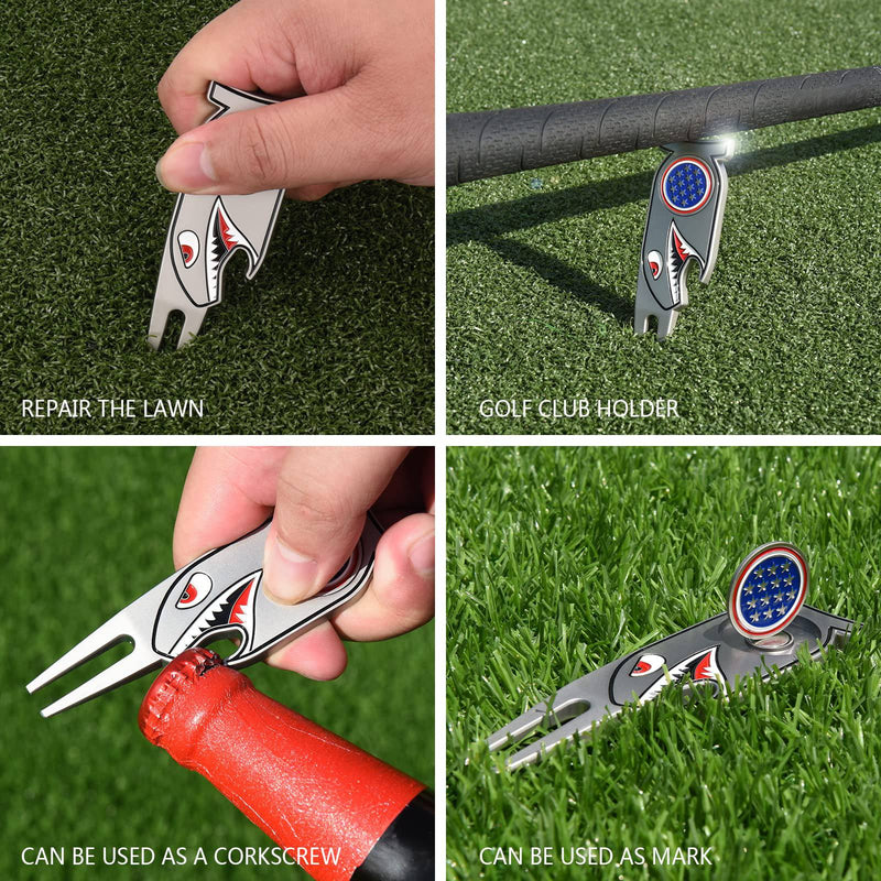 Craftsman Golf Shark Cool 4-in-1 Golf Divot Repair Tool Also Bottle Opener - Golf Gift