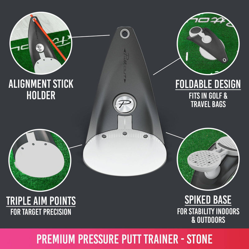 PuttOUT Premium Pressure Putt Trainer - Perfect Your Golf Putting, Stone - Golf Gift