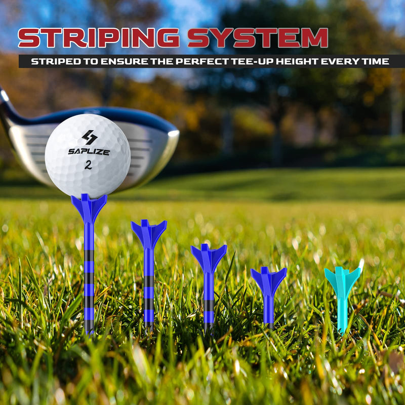 SAPLIZE Plastic Golf Tees Pack of 50 (1-1/2"& 3-1/4") Reduces Friction & Side Spin 4 Prongs Plastic Tees, Mixed - Golf Gift